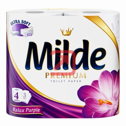 Тоалетна хартия Milde 100% целулоза, трипластова 4 бр. Relax Purple