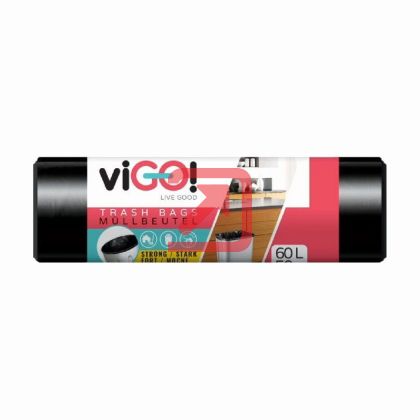 Торби за смет viGO! 60 L, 58х67 cm, 50 бр., Черен