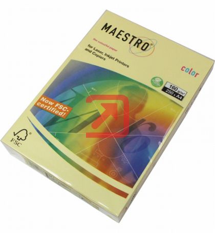 Цветен картон Maestro Color Жълт пастел, А4, 250 л. 160 g/m2