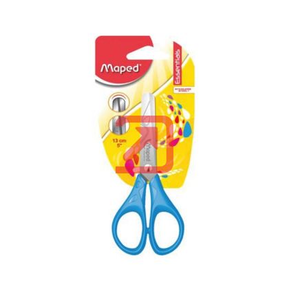 Детска ножица Maped Essentials Kids Обли върхове, 13 cm в блистер, Цветен микс