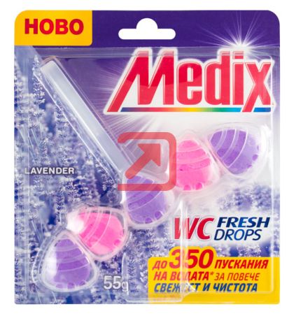 Ароматизатор за тоалетна Medix WC Fresh Drops Блокче, комплект 55 g, Lavender