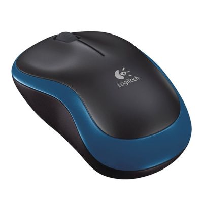 Мишка Logitech M185 Безжична оптична, USB, Черно§Синьо