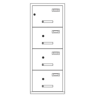 Огнеупорен шкаф за висящи папки Практик FC4K Единичен с 4 чекмеджета, 54.5x65.3x150 cm, Сив