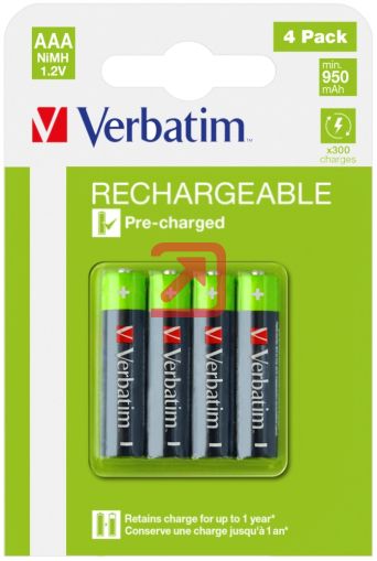 Батерия Verbatim RECHARGEABLE BATTERY AAA 4 PACK / HR03