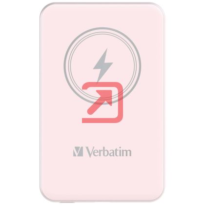 Външна батерия Verbatim MCP-5PK Power Pack 5000 mAh with UBS-C PD 20W / Magnetic Wireless Charging 15W Pink