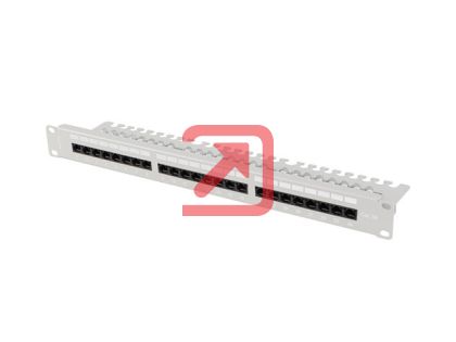 Пач панел Lanberg patch panel 24 port 1U 19" CAT.5e utp with cable organizer grey
