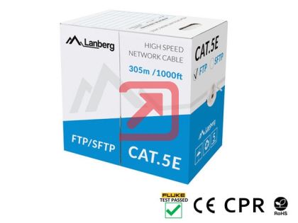 Кабел Lanberg LAN cable CAT.5e sftp 305m solid cu cpr + fluke passed grey