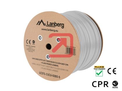 Кабел Lanberg LAN cable CAT.7 sftp 305m solid cu lszh grey cpr + fluke passed