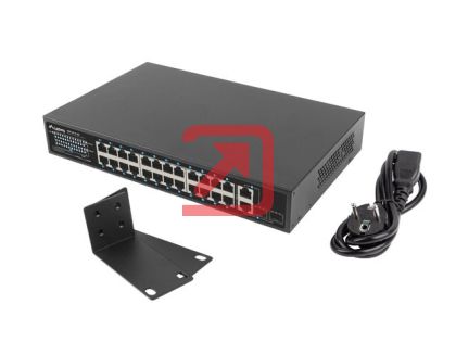 Комутатор Lanberg switch 24x 100mb poe+/2x combo rack 19" gigabit ethernet 360w v2