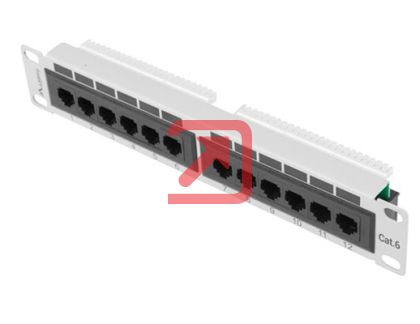 Пач панел Lanberg patch panel 12port 1U 10" CAT.6, grey