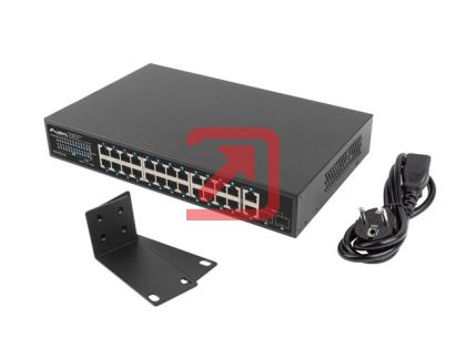 Комутатор Lanberg switch 24x 1GB poe+/2x GB 2x sfp rack 19" gigabit ethernet 360w