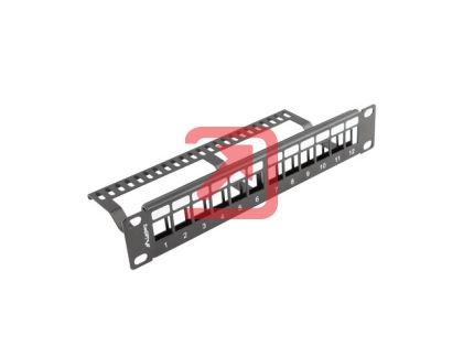Пач панел Lanberg patch panel blank 12 port 1U with organizer for keystone modules black