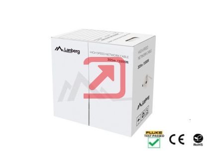 Кабел Lanberg LAN cable CAT.5e utp 305m solid cu black fluke