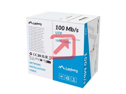 Кабел Lanberg LAN cable 100mb/s 100m solid cca grey