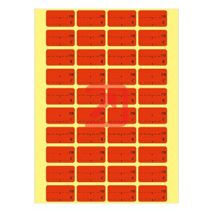 Етикети за цени лв. / EUR 28х16 mm 50л.х40ет./бандерол Червени
