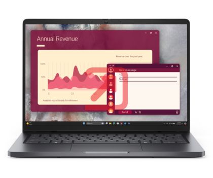 Лаптоп Dell Pro 14 PC14250, Intel Ultra 7 265U vPro (12 TOPS NPU, 12 cores, up to 5.3 GHz), 14, FHD+, 300 nit, 45% NTSC, AG, 16 GB: 1 x 16 GB, DDR5, 5600 MT/s, 512 GB SSD, Integrated Intel graphics, FHD HDR + IR Cam, Wi-Fi 6E,  Backlit Kb, Ubuntu, Platinu