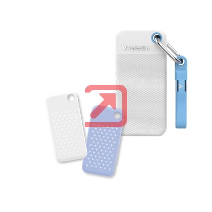 Твърд диск Verbatim Pocket SSD USB 3.2 Gen 2 1TB White/Light Blue incl. two rubber sleeves