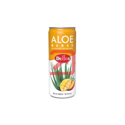 Безалкохолна напитка Dellos Алое и Манго с парченца Алое, 240 ml кен