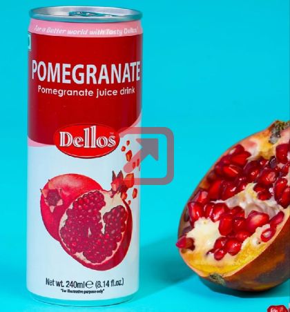 Безалкохолна напитка Dellos Нар с парченца плод, 240 ml кен