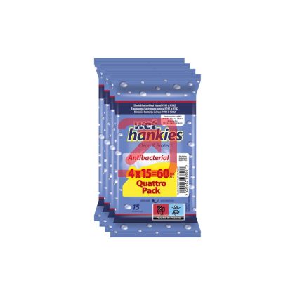 Мокри кърпи Wet Hankies Почистващи и ароматизиращи, 4x15 бр. в плик
