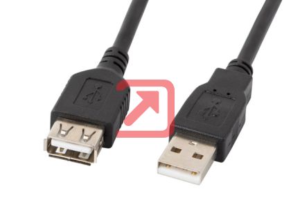 Кабел Lanberg extension cable USB 2.0 AM-AF, 1.8m, black