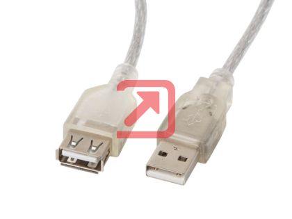 Кабел Lanberg extension cable USB 2.0 AM-AF, 5m, transparent ferrite