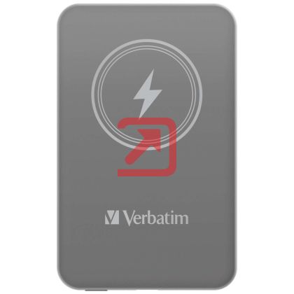 Външна батерия Verbatim MCP-5GY Power Pack 5000 mAh with UBS-C PD 20W / Magnetic Wireless Charging 15W Grey