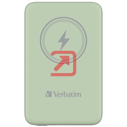Външна батерия Verbatim MCP-10GN Power Pack 10000 mAh with UBS-C PD 20W / Magnetic Wireless Charging 15W Green