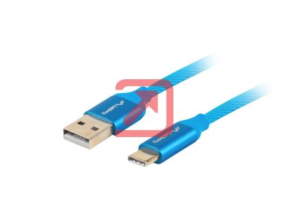 Кабел Lanberg USB-C(M) ->  USB-A (M) 2.0 cable 0.5m, blue QC 3.0 premium