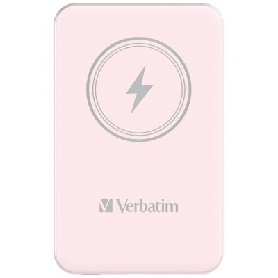 Външна батерия Verbatim MCP-5PK Power Pack 5000 mAh with UBS-C PD 20W / Magnetic Wireless Charging 15W Pink