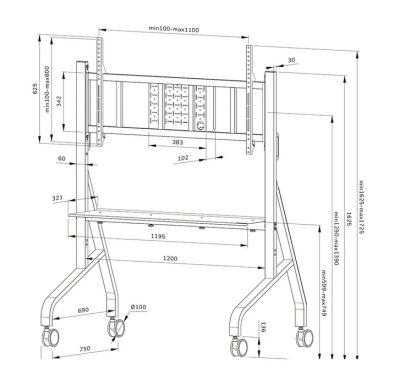 Стойка Neomounts Move Go XL Mobile Floor Stand (fast install, height adjustable)