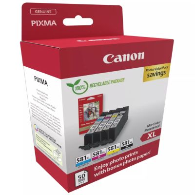 Консуматив Canon CLI-581 XL C/M/Y/BK PVP + Canon Plus Glossy II PP-201, 10x15 cm, 100 sheets