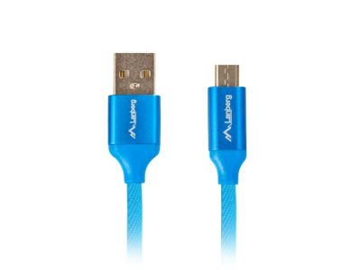Кабел Lanberg USB MICRO-B (M)  ->  USB-A (M) 2.0 cable 1m, blue premium QC 3.0