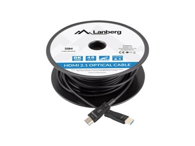 Кабел Lanberg HDMI M/M v2.1 cable 50m optical black aoc