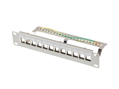 Пач панел Lanberg patch panel blank 12 port 1U 10" ftp for keystone modules grey v2