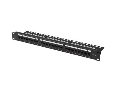 Пач панел Lanberg patch panel 24 port 1U 19" CAT.5e utp with cable organizer black