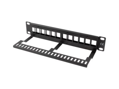 Пач панел Lanberg patch panel blank 12 port 1U with organizer for keystone modules black