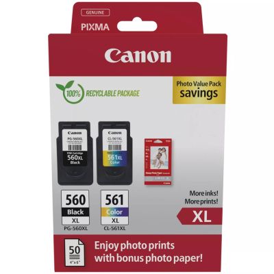 Консуматив Canon PG-560XL / CL-561XL PVP + Canon Plus Glossy II PP-201, 10x15 cm, 100 sheets