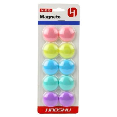 Магнити за бяла дъска Ф30 mm, 10 бр. цветен микс, блистер