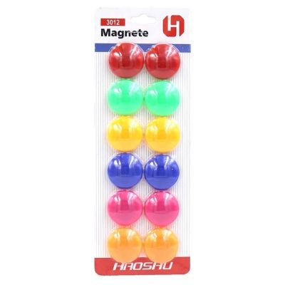Магнити за бяла дъска Ф25 mm, 12 бр. цветен микс, блистер