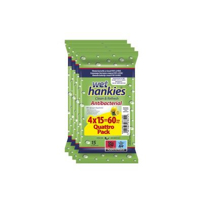 Мокри кърпи Wet Hankies Почистващи и ароматизиращи, 4x15 бр. в плик