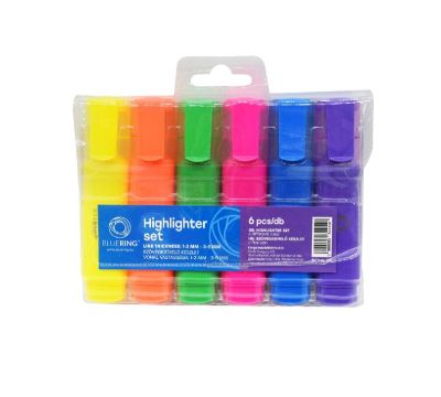 Текст маркер Bluering Скосен връх 1-5 mm, 6 цвята