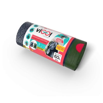 Торби за смет viGO! с ластик,  60 L, 54х62 cm, 8 бр., Черен
