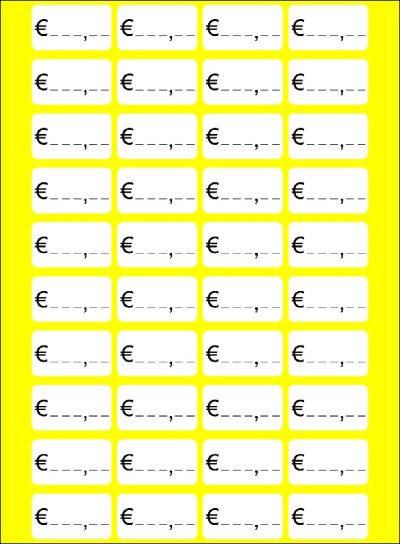 Етикети за цени EURO 28х16 mm 20 л. х 40 етикета Бели