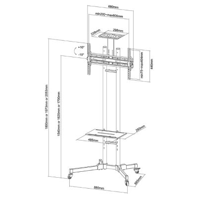 Стойка Neomounts Mobile Flat Screen Floor Stand (height: 155-170 cm)