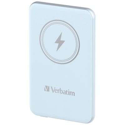 Външна батерия Verbatim MCP-5BE Power Pack 5000 mAh with UBS-C PD 20W / Magnetic Wireless Charging 15W Blue