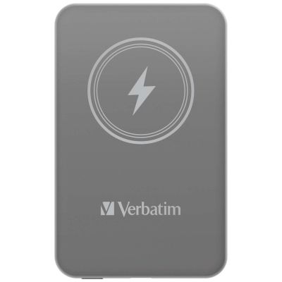 Външна батерия Verbatim MCP-5GY Power Pack 5000 mAh with UBS-C PD 20W / Magnetic Wireless Charging 15W Grey