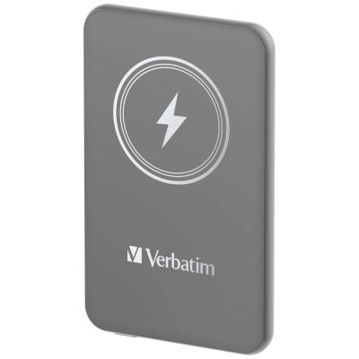Външна батерия Verbatim MCP-5GY Power Pack 5000 mAh with UBS-C PD 20W / Magnetic Wireless Charging 15W Grey