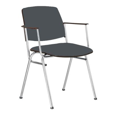 Стол Isit Arm Chrome Посетителски, Текстил, Сив