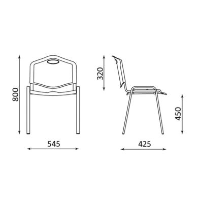 Стол ISO Plastic Black Посетителски, Пластмаса, Сив